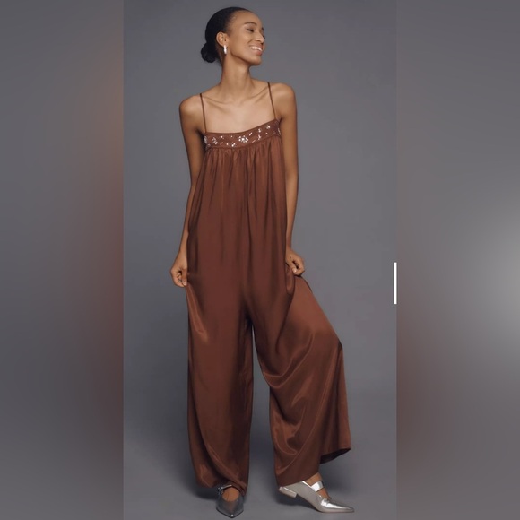 Anthropologie Pants - NWT Anthropologie Beaded Wide Leg Jumpsuit
Size Medium